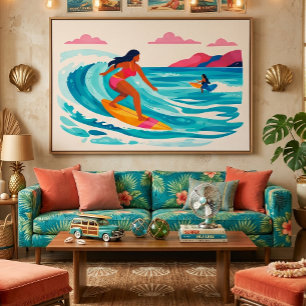 Toile art tropical de plage du milieu du siècle
