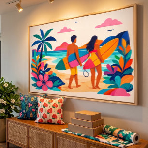 Toile Art tropical de plage du milieu du siècle