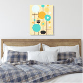 Toile Art Turquoise Orange moderne géométrique (Insitu(Chambre))