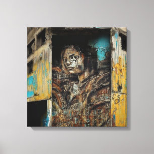 Toile Art urbain sur un bâtiment abandonné
