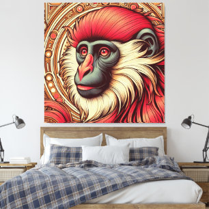 TOILE ARTISANAT DE CADRE DE MONKEY COLOBUS ROUGE
