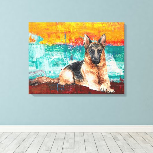 Toile Artistic German Shepherd Abstract (Insitu (Plancher de Bois))