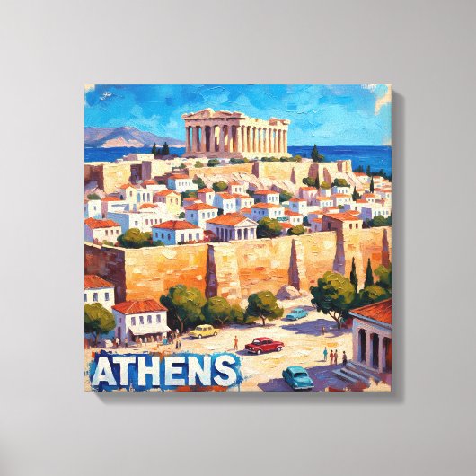 Toile artistique avec vue sur l'Acropole d'Athènes (Recto)