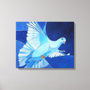 Toile Artistique Dove Outline Art En Bleu Cérulean