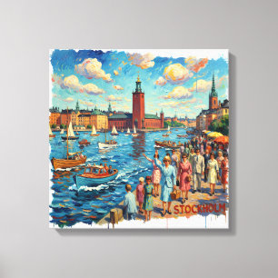 Toile artistique du front de mer ensoleillé de Sto