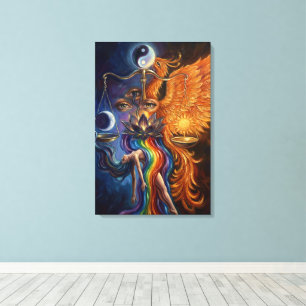 Toile artistique spirituelle Phoenix Balance