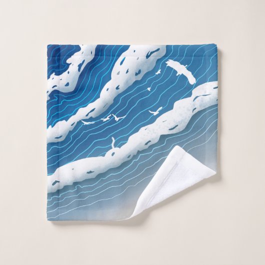 Toile artistique Vagues de l'océan bleu (Gant de toilette)