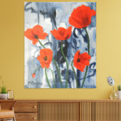 Toile Artsy Red Poppies moderne gris Abstrait (Insitu(Salon))