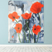 Toile Artsy Red Poppies moderne gris Abstrait (Insitu (Plancher de Bois))