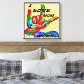 Toile ASL American Sign Language JE VOUS AIME PLUS 2 (Insitu(Chambre))
