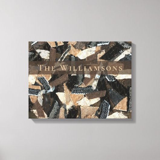 Toile Aspect Patchwork de Bandes Abstraites Neutres Pers (Recto)