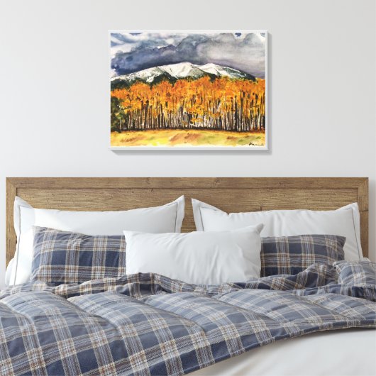 Toile Aspen Mountains Aquarelle Imprimer Canvas 24x18 (Insitu(Chambre))