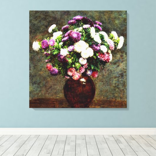 Toile Asters dans un vase (Insitu (Plancher de Bois))