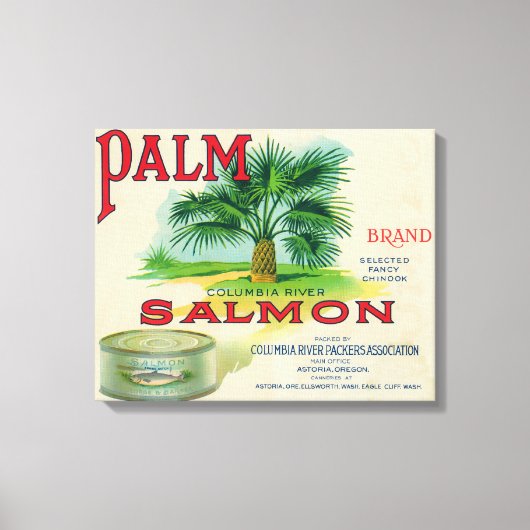 Toile Astoria, Oregon - Palm Saumon Étiquette Coque (Recto)