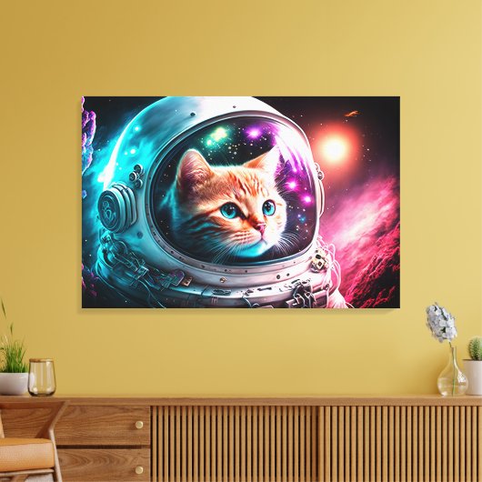 Toile Astronaut de chat spatial drôle Kitty Galaxy Unive (Insitu(Salon))