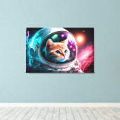 Toile Astronaut de chat spatial drôle Kitty Galaxy Unive (Insitu (Plancher de Bois))