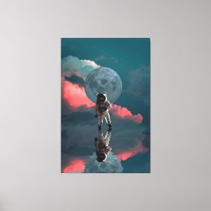 TOILE ASTRONAUT ESPACE ART IMPRIMER 3 PANEL STRETCHÉ CAN