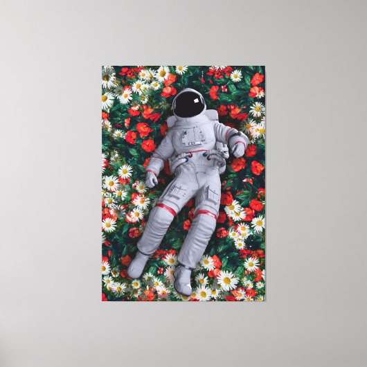 Toile Astronaut Floating in Flowers Surreal Nature Art (Recto)