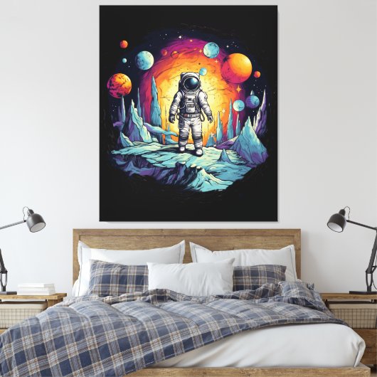 Toile Astronaut Galaxy Space Explorer Wooden Wall Plaque (Insitu(Chambre))
