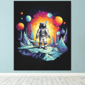 Toile Astronaut Galaxy Space Explorer Wooden Wall Plaque (Insitu (Plancher de Bois))