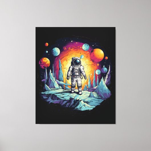 Toile Astronaut Galaxy Space Explorer Wooden Wall Plaque (Recto)