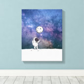Toile Astronaute dans l'espace avec ballon de lune cosmo (Insitu (Plancher de Bois))