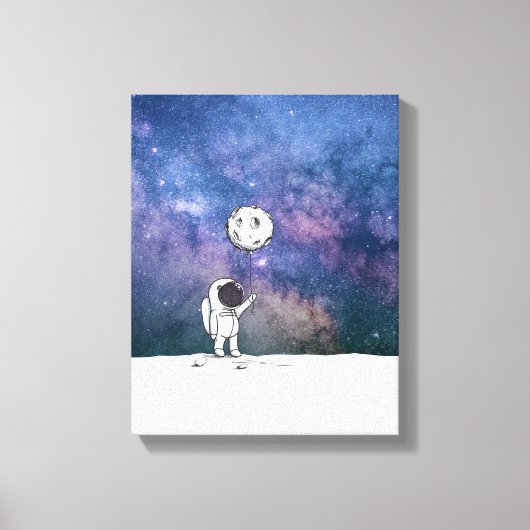 Toile Astronaute dans l'espace avec ballon de lune cosmo (Recto)