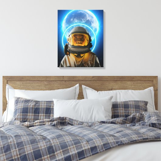 Toile astronaute féminine et lune (Insitu(Chambre))
