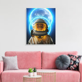 Toile astronaute féminine et lune (Insitu(Salon))