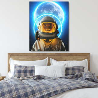 Toile astronaute féminine et lune