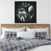 Toile Astronaute vintage et planètes (Insitu(Chambre))