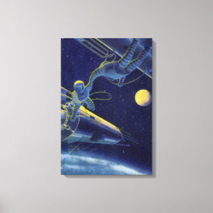Toile Astronautes de la science-fiction vintage dans l'e