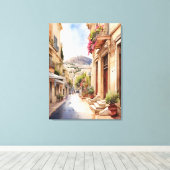 Toile Athènes Grèce aquarelle (Insitu (Plancher de Bois))