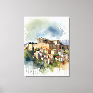 Toile Athènes Grèce aquarelle
