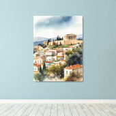Toile Athènes Grèce aquarelle (Insitu (Plancher de Bois))