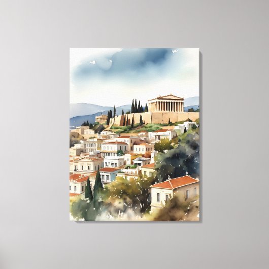 Toile Athènes Grèce aquarelle (Recto)