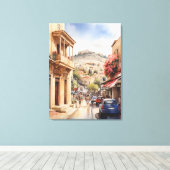 Toile Athènes Grèce aquarelle (Insitu (Plancher de Bois))