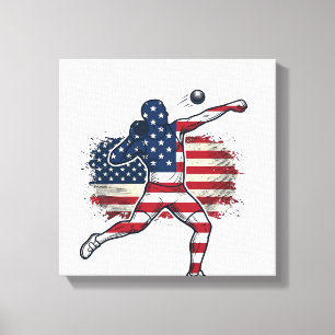 Toile Athlète de lancer de poids patriotique Gravure vin