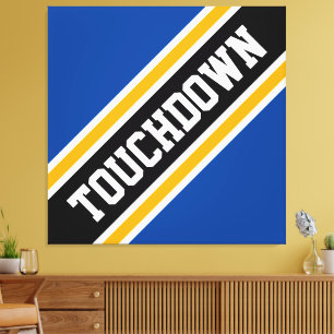 Toile Athletic Bleu Jaune Noir TOUCHDOWN Stripes