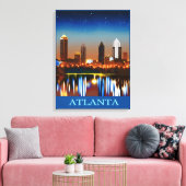 Toile Atlanta Skyline par nuit avec réflexions (Insitu(Salon))