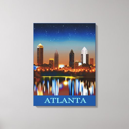 Toile Atlanta Skyline par nuit avec réflexions (Recto)
