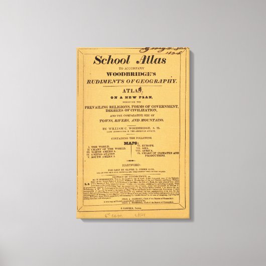 Toile Atlas scolaire, rudiments de géographie de Woodbri (Recto)