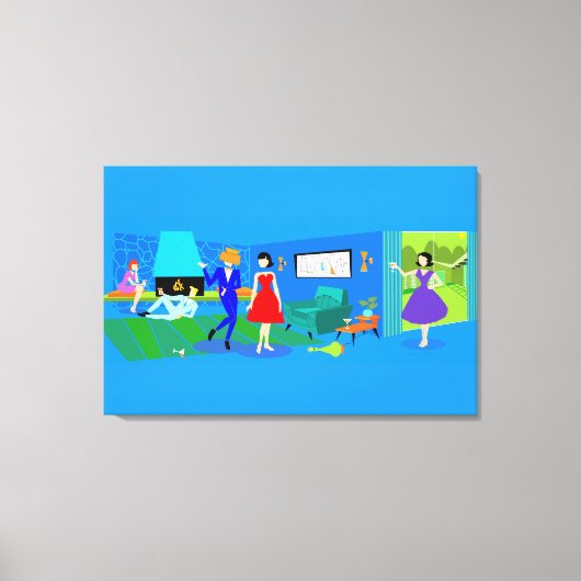 Toile Atomique Palm Springs Cocktail Party Enveloppé Can (Recto)