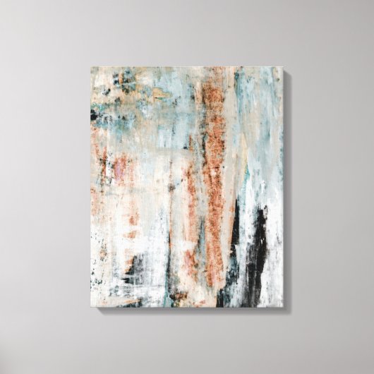 Toile "Attention" Art Abstrait Turquoise et Brown (Recto)