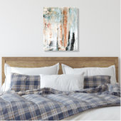 Toile "Attention" Art Abstrait Turquoise et Brown (Insitu(Chambre))