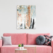 Toile "Attention" Art Abstrait Turquoise et Brown (Insitu(Salon))