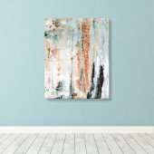 Toile "Attention" Art Abstrait Turquoise et Brown (Insitu (Plancher de Bois))