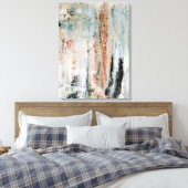 Toile "Attention" Art Abstrait Turquoise et Brown (Insitu(Chambre))