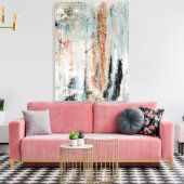 Toile "Attention" Art Abstrait Turquoise et Brown (Insitu(Salon))