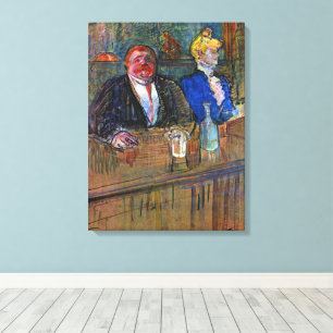 Toile Au Bar par Toulouse Lautrec, Vintage Fine Art